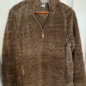 Katydid Brown Sherpa Fleece Pullover Women’s Size Small